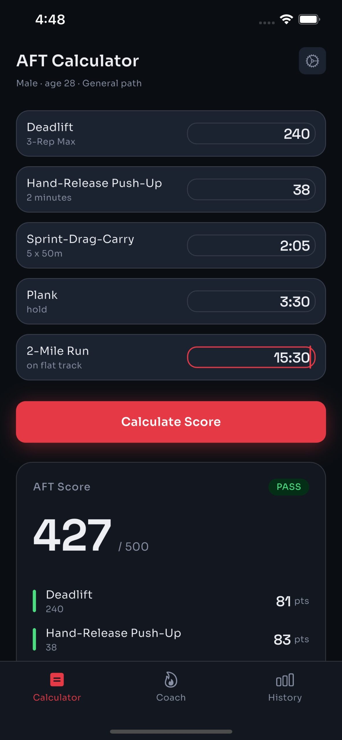 aft-pro-transition-fitness-window screenshot